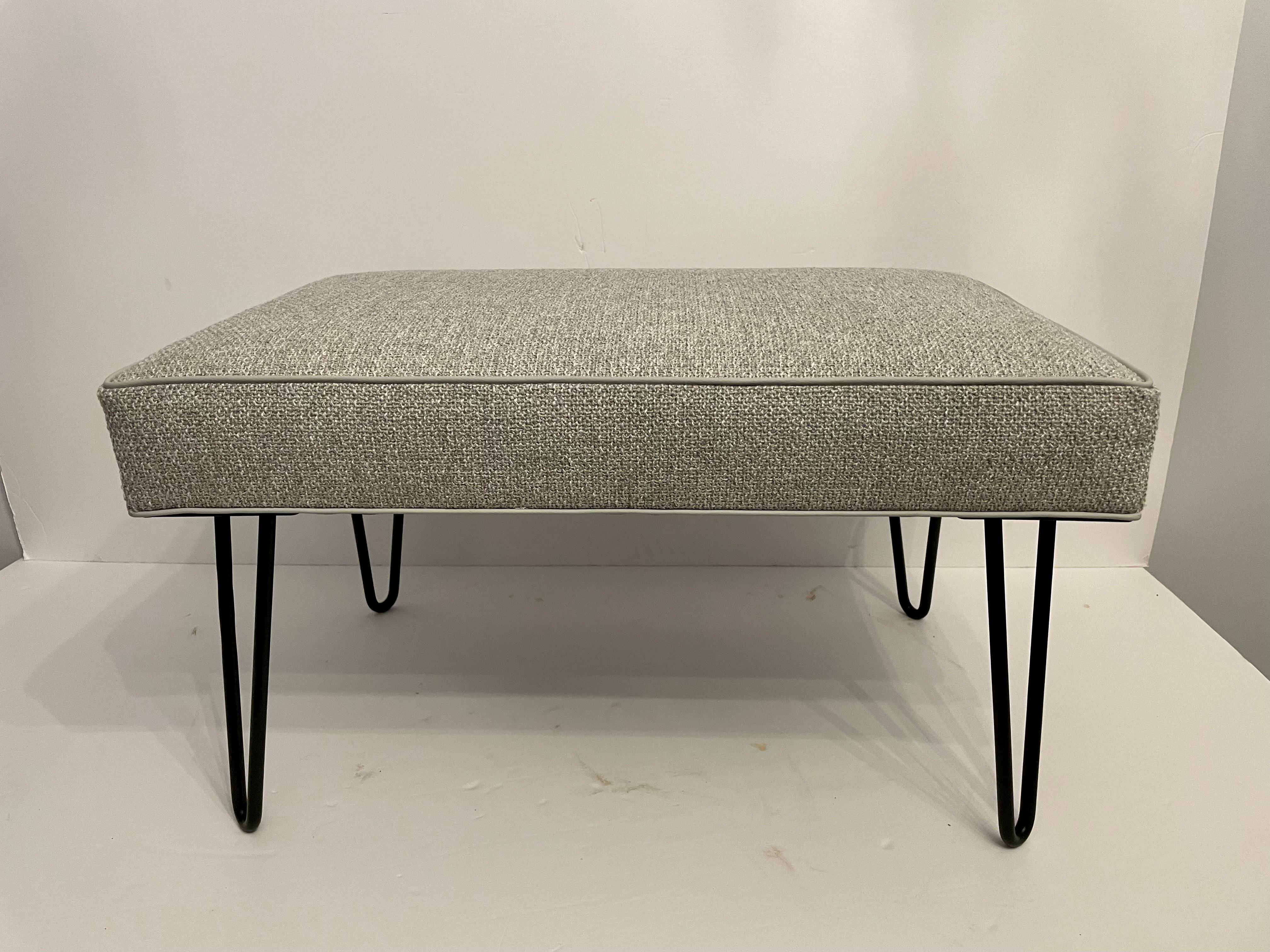 Pair of Custom Mid Century Style Hairpin Leg Benches In New Condition For Sale In New York, NY