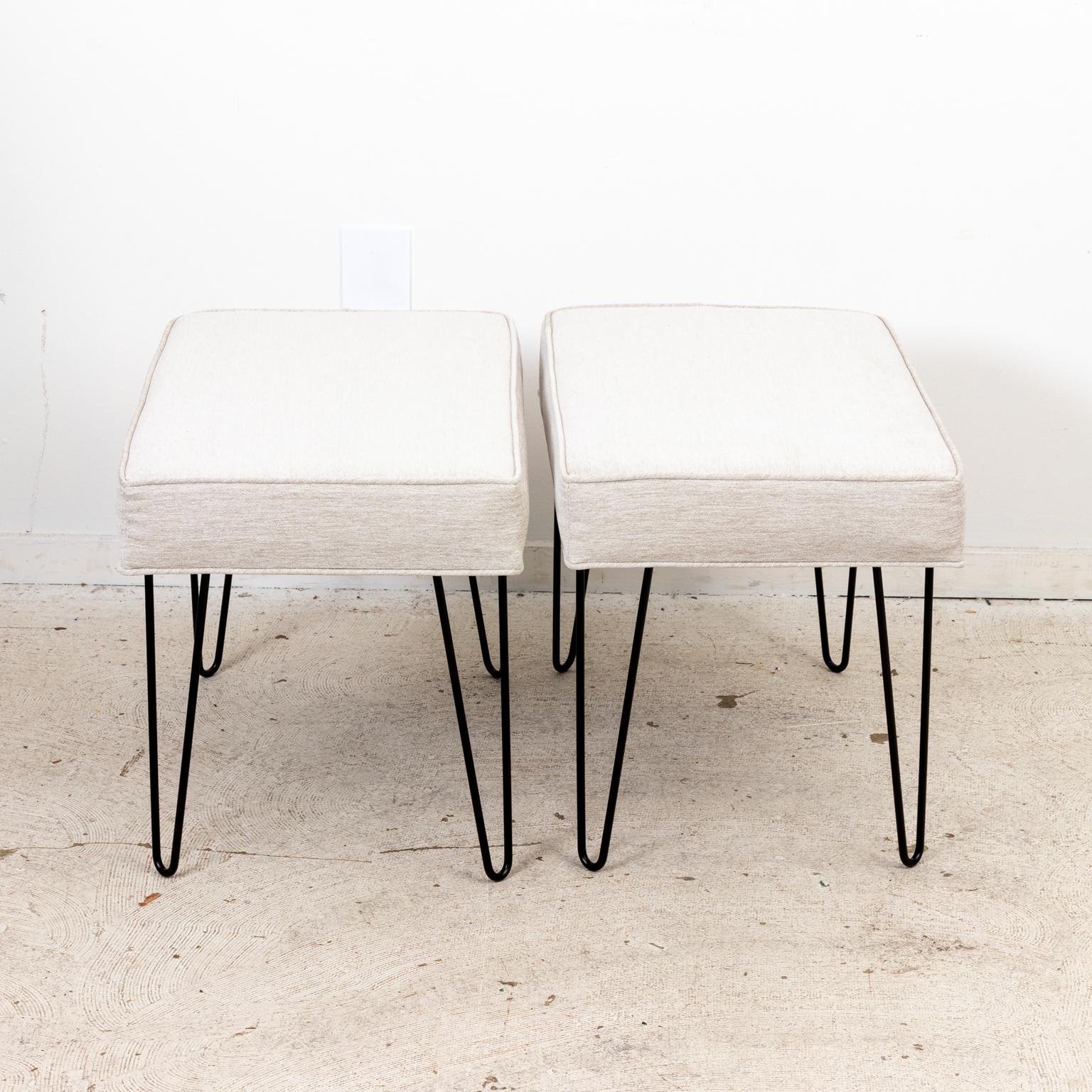 Pair of Custom Midcentury Style Hairpin Leg Benches In New Condition For Sale In New York, NY