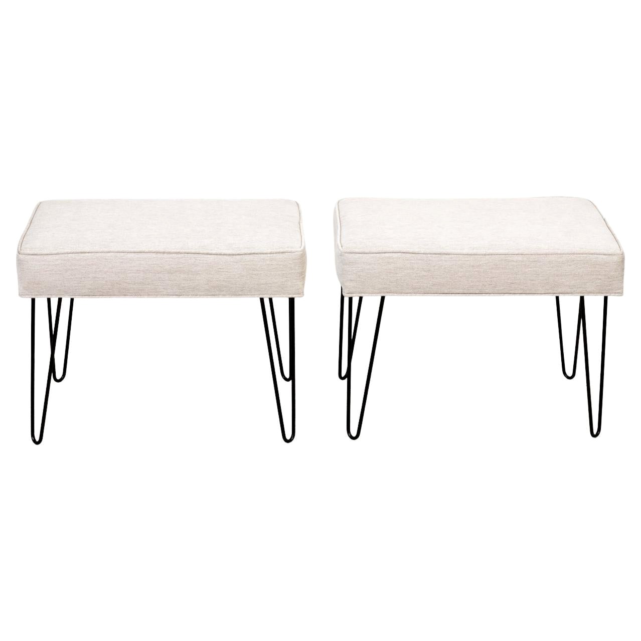 Pair of Custom Midcentury Style Hairpin Leg Benches