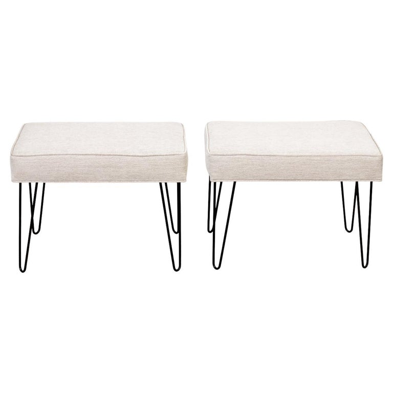 Pair of Custom Midcentury Style Hairpin Leg Benches For Sale at 1stDibs