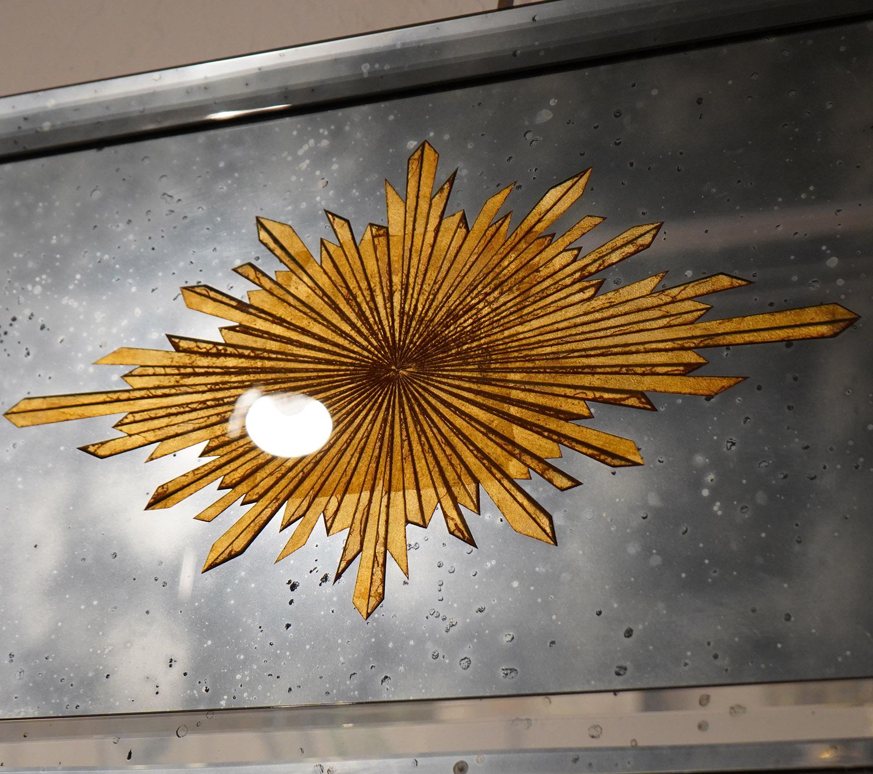 Pair of Custom Mirrors Gilded Medallion with Sconces For Sale 4