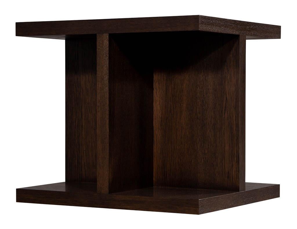 Oak Pair of Custom Modern Geometric End Tables For Sale