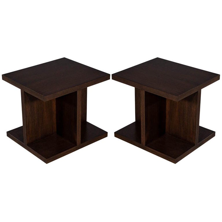 Pair of Custom Modern Geometric End Tables For Sale at 1stDibs