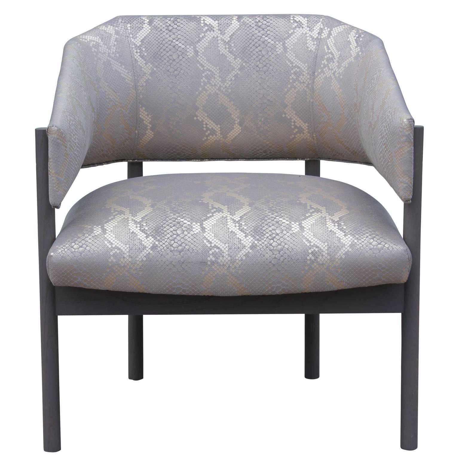 American Pair of Custom Modern Lounge Gray Lounge Chairs Python