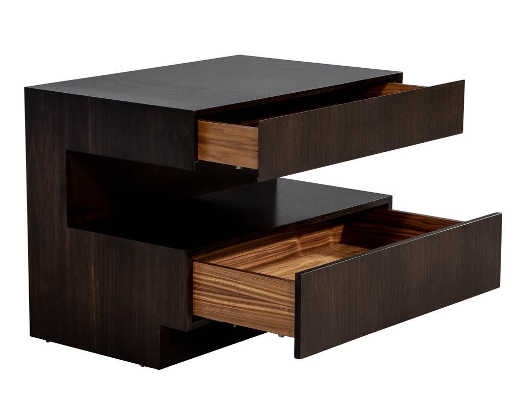 Canadian Pair of Custom Modern Walnut End Tables by Carrocel