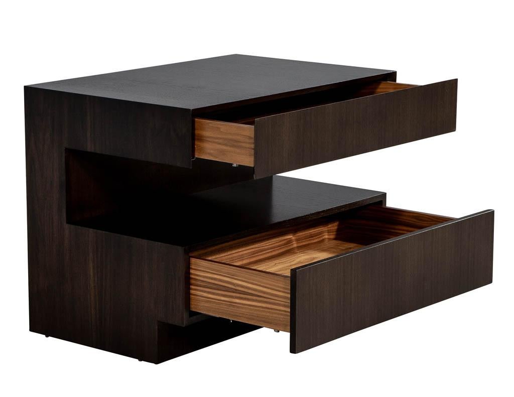 Canadian Pair of Custom Modern Walnut End Tables by Carrocel For Sale