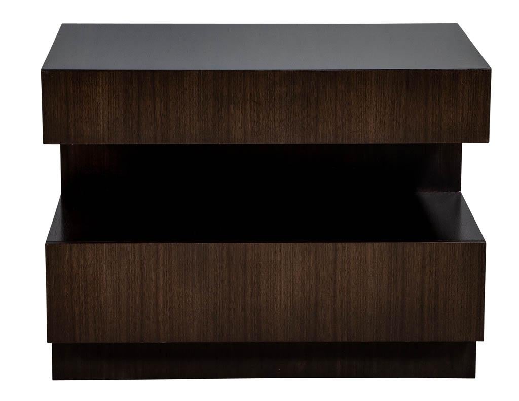 Metal Deposit 1/2 Pair of Custom Modern Walnut End Tables by Carrocel