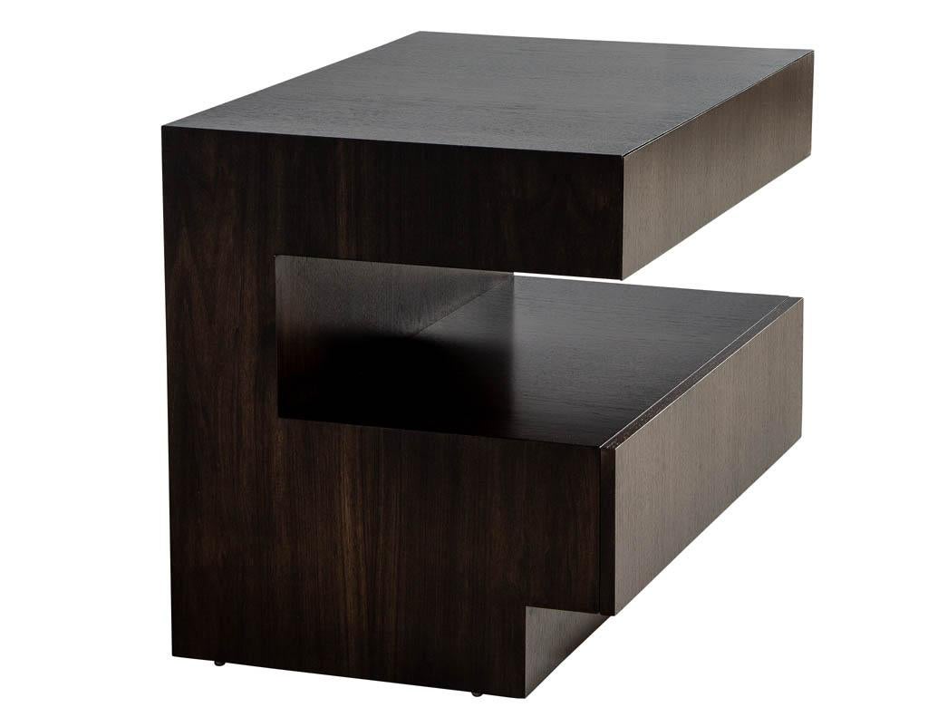 Pair of Custom Modern Walnut End Tables by Carrocel For Sale 2