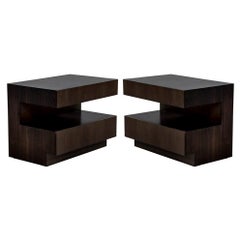 Deposit 1/2 Pair of Custom Modern Walnut End Tables by Carrocel