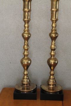 Pair of Custom Moroccan Brass Lamps