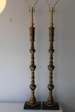 Pair of Custom Moroccan Brass Lamps