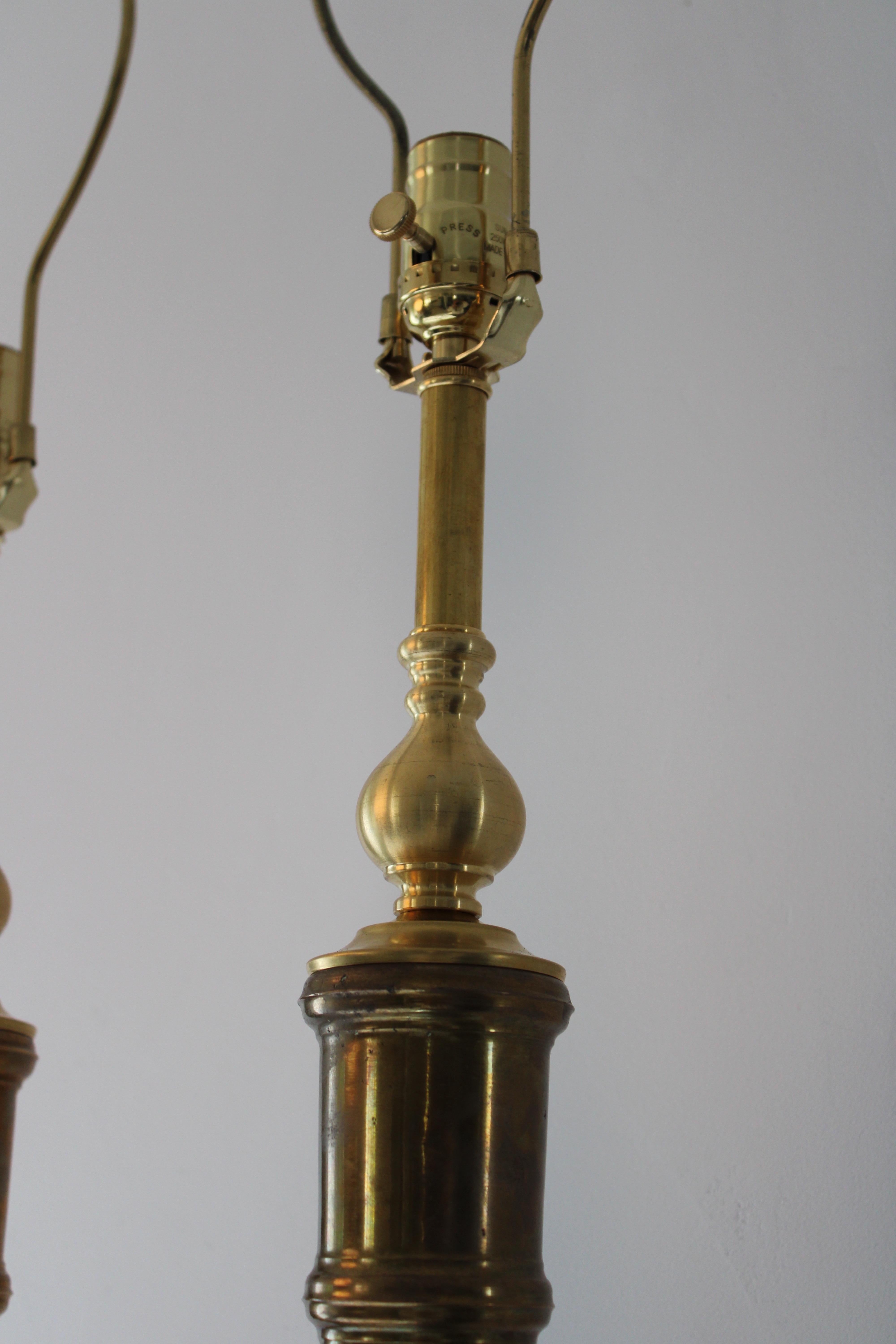 Pair of Custom Moroccan Brass Lamps For Sale 2
