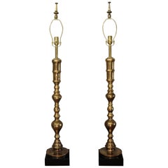 Vintage Pair of Custom Moroccan Brass Lamps