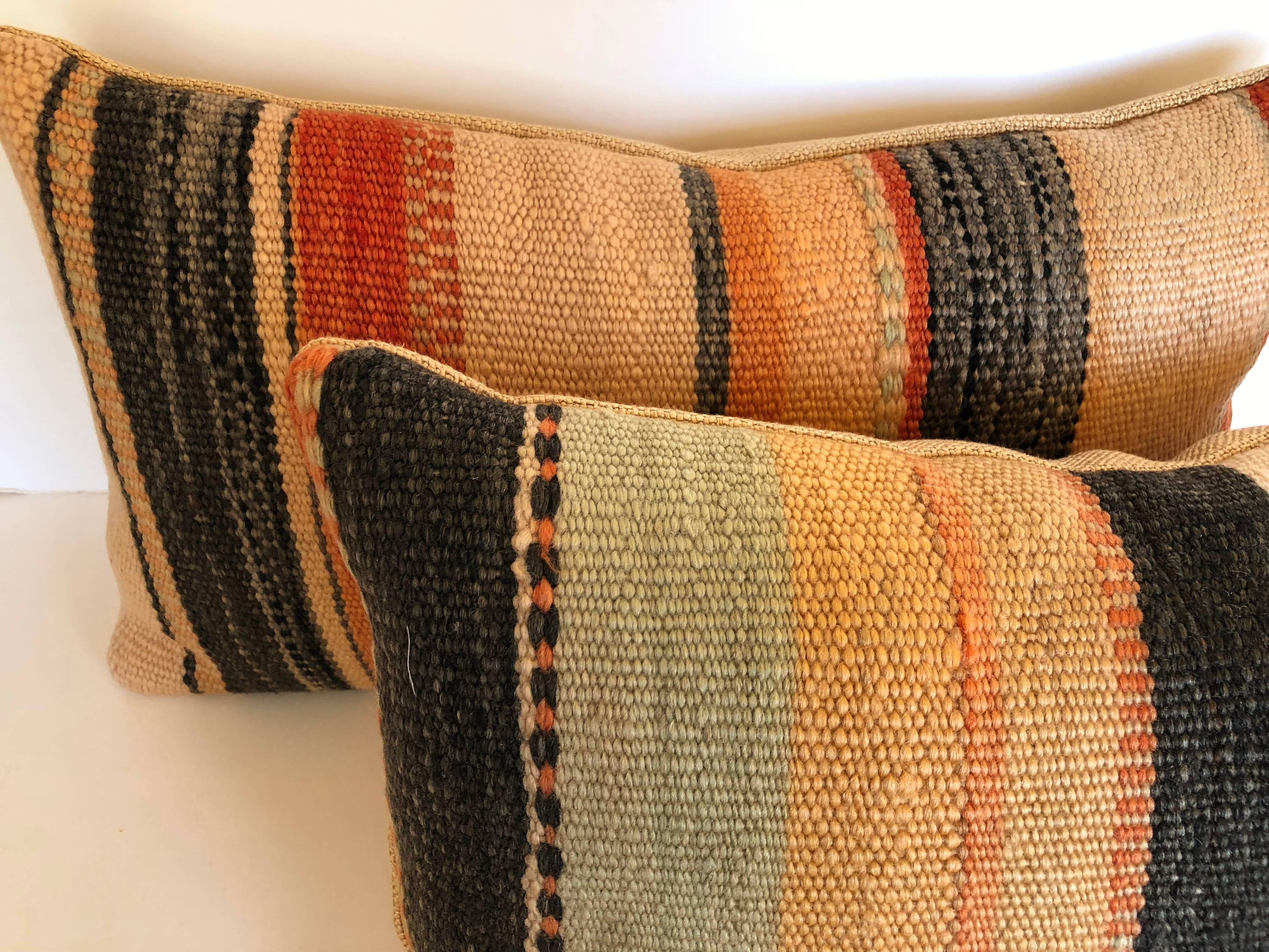 Pair of Custom Moroccan Pillows Cut from a  Hand Loomed Wool Berber Rug 5