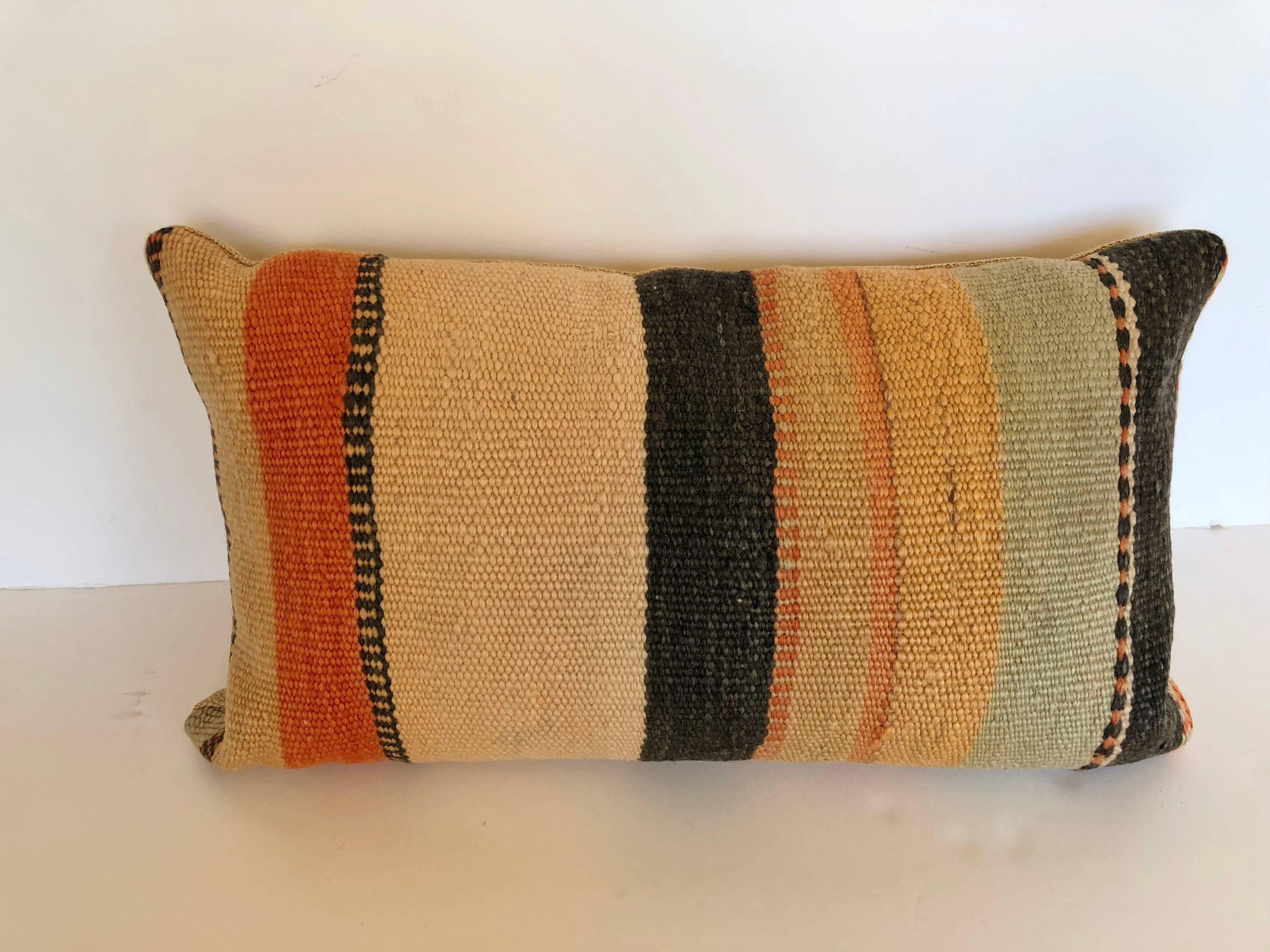 Pair of Custom Moroccan Pillows Cut from a  Hand Loomed Wool Berber Rug 1