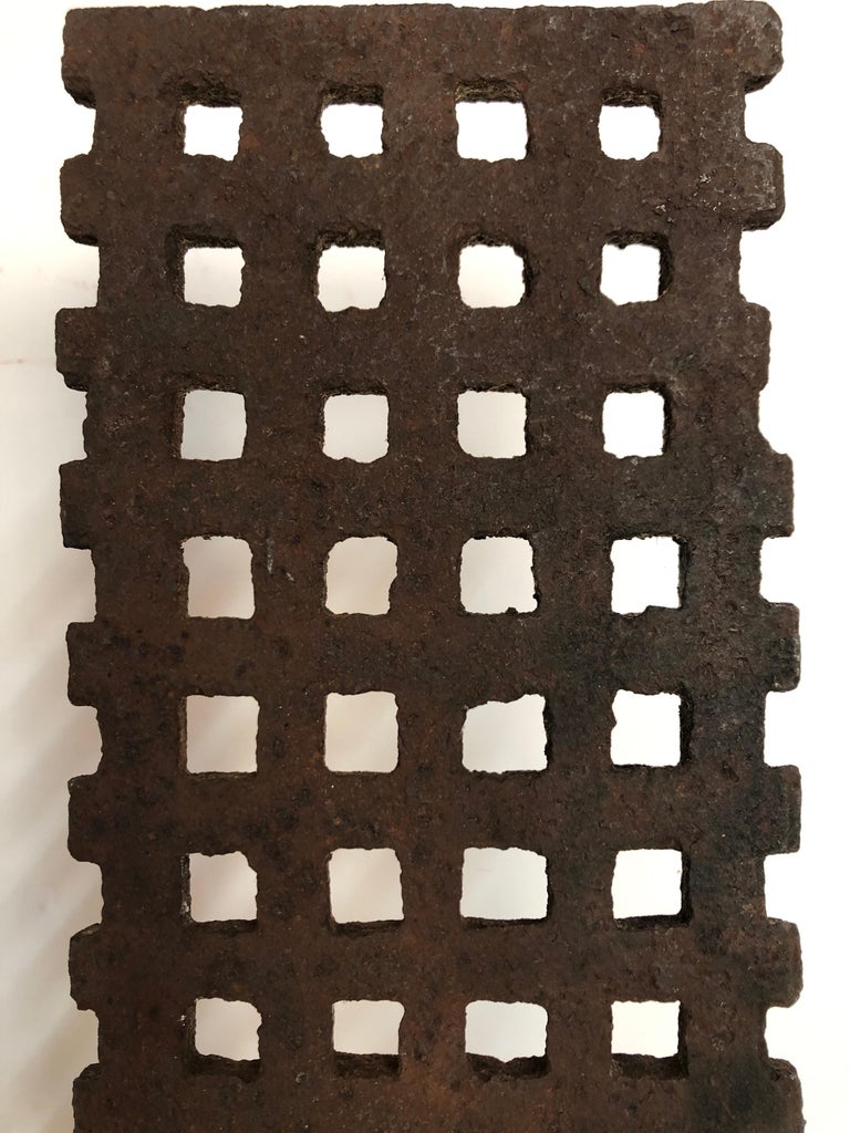 Pair of Custom Mounted Antique Cast Iron Grates from Philadelphia at