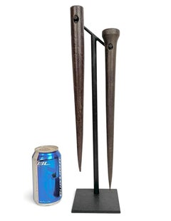 Pair Of Custom Mounted Antique Nautical Industrial Steel Objects