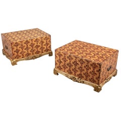 Vintage Pair of Custom Paint Decorated Trunks by Graham Carr