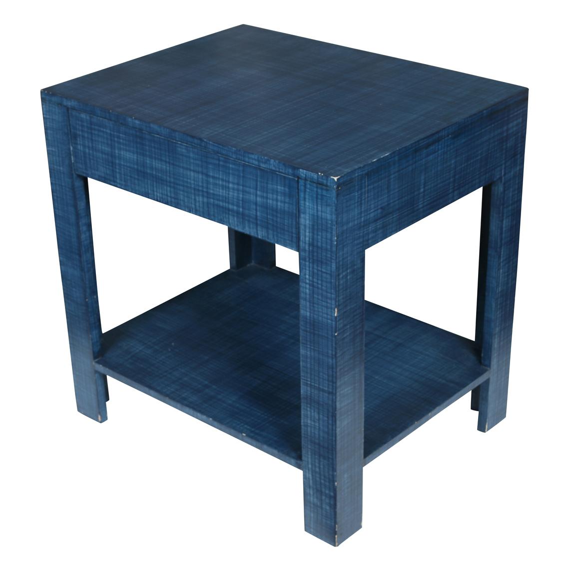 Modern Pair of Custom Painted Blue Tables