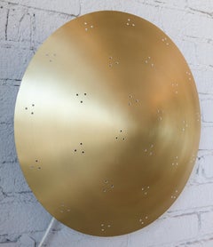 Pair of Custom Perforated Metal Brass Conical or Convex Sconces