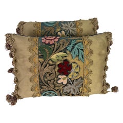 Pair of Custom Petite Embroidered Pillows by MLA