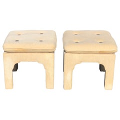 Pair of Custom Pillow Top Upholstered Ottomans