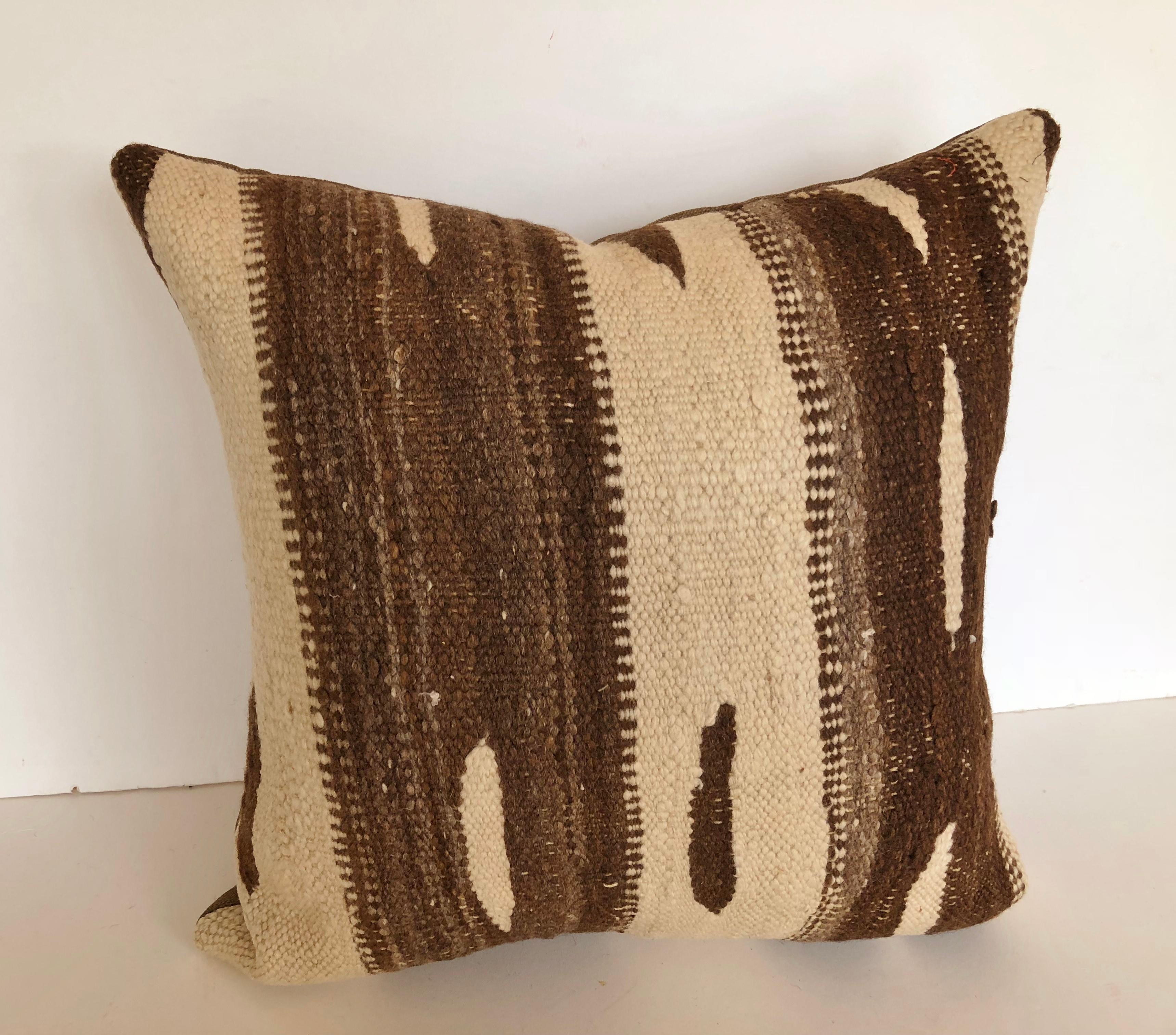20th Century Pair of Custom Pillows cut from a Vintage Wool Moroccan Rug, Atlas Mountains For Sale