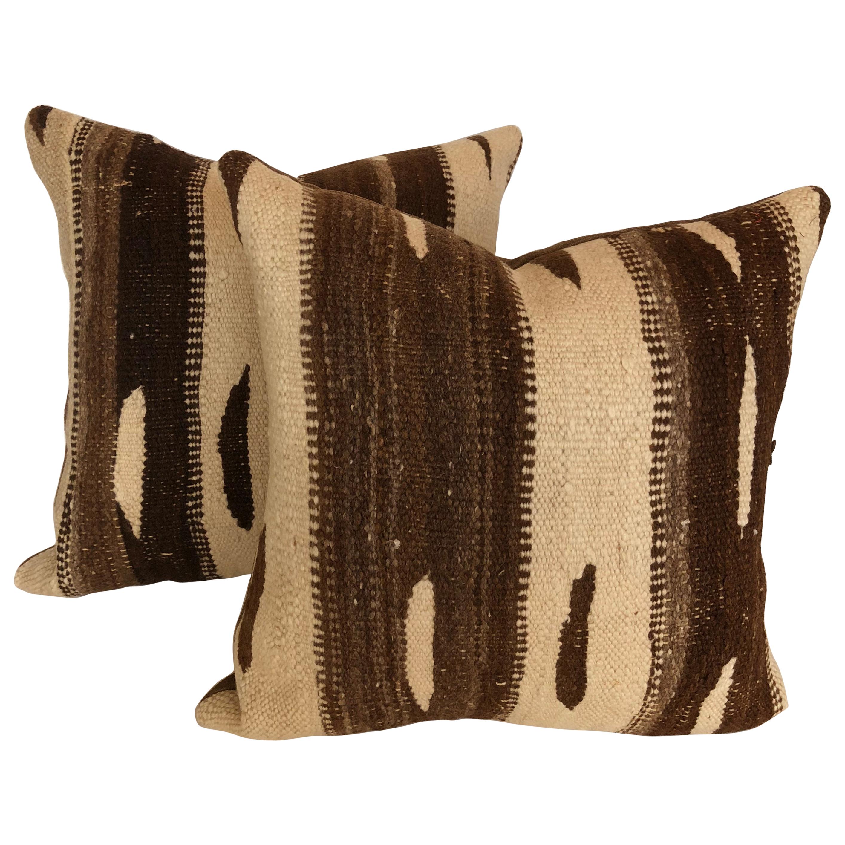 Pair of Custom Pillows cut from a Vintage Wool Moroccan Rug, Atlas Mountains For Sale