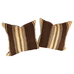 Pair of Custom Pillows Cut from a Vintage Wool Moroccan Rug