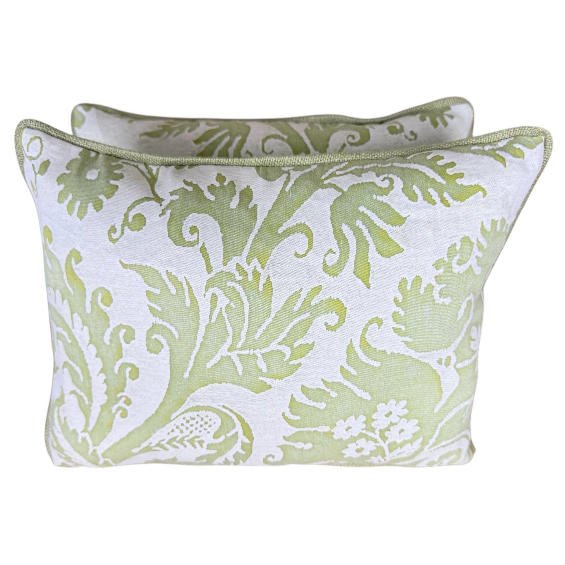 Coppia di cuscini personalizzati in cotone Fortuny con retro in lino