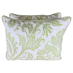 Pair of Custom Pillows in Fortuny Cotton with Linen Backs