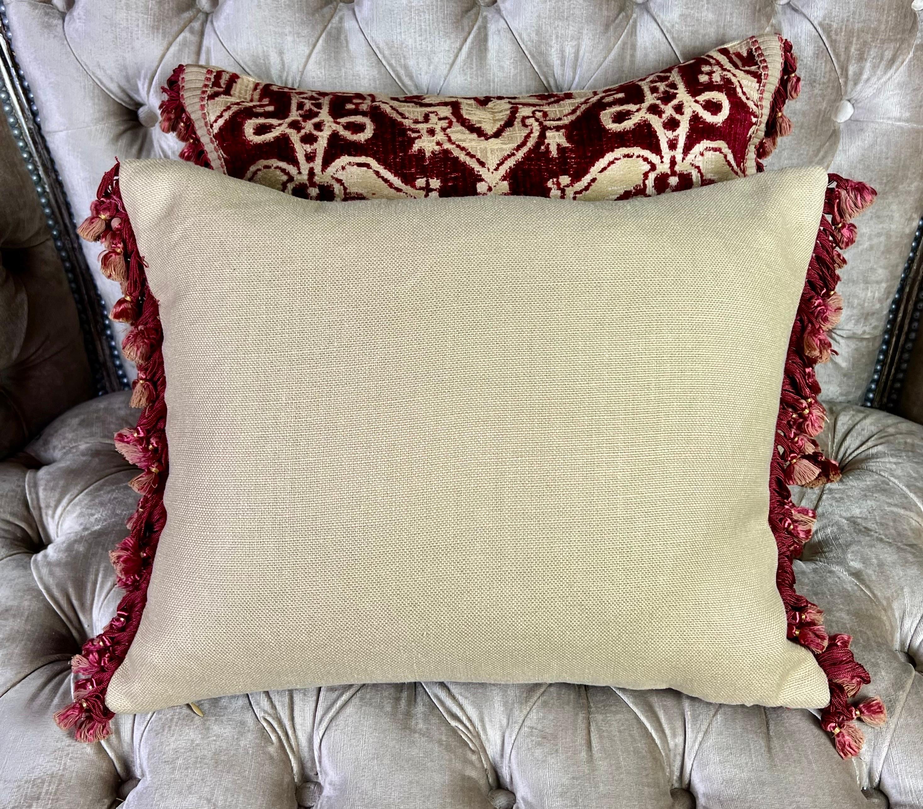 Pair of Custom Pillows Made w/ Antique Italian Brocade For Sale 4