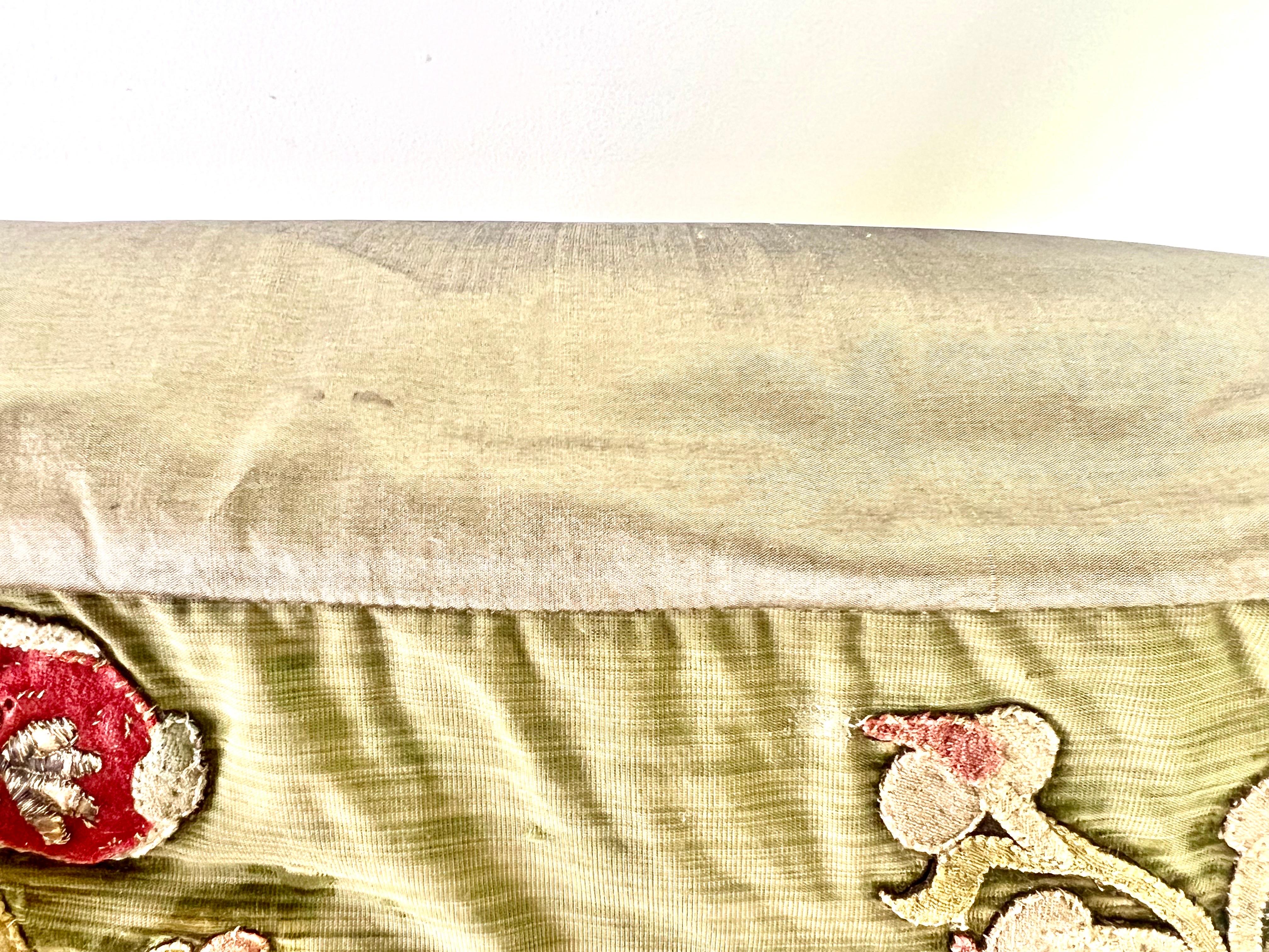 Velvet Pair of Custom Pillows w/ 18th C. Textile Fronts For Sale