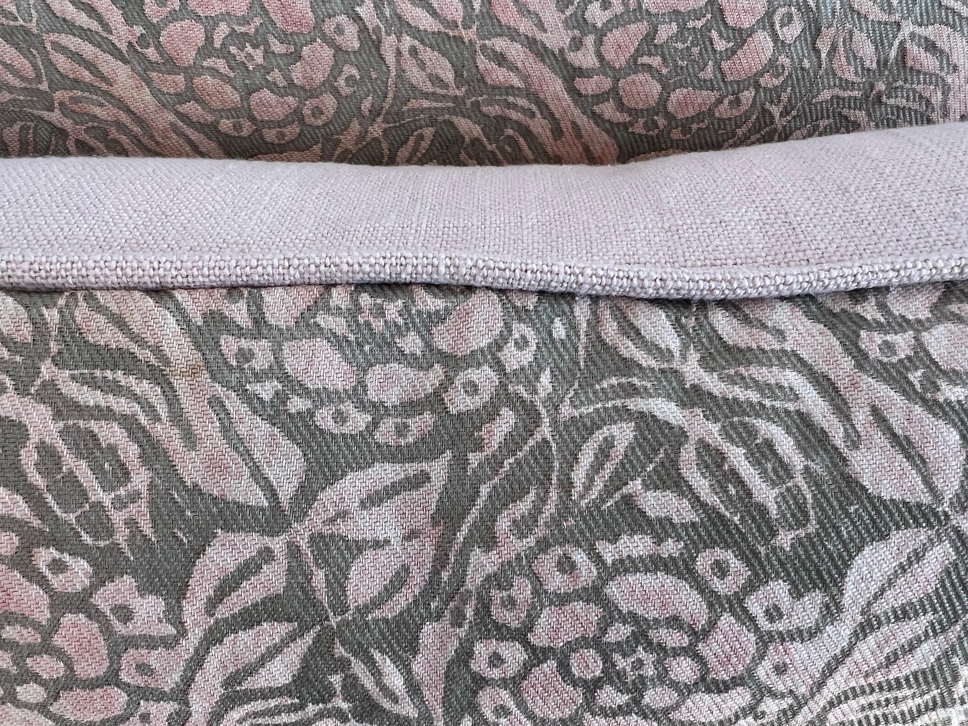 Italian Pair of Custom Pink Fortuny Textile Pillows