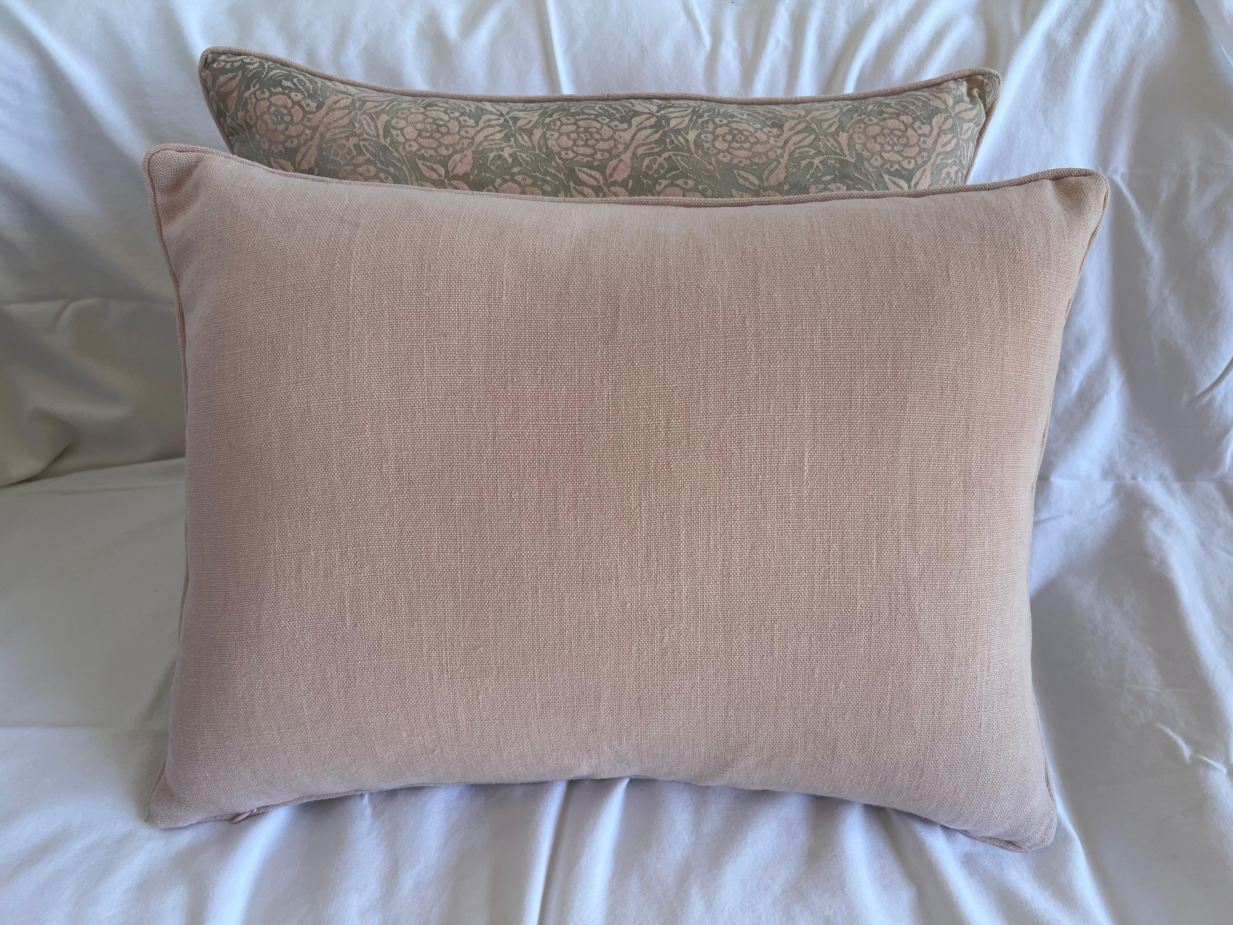 Cotton Pair of Custom Pink Fortuny Textile Pillows