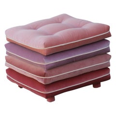 Pair of Custom Pink Ombre / Gradient Stacked Cushion Stools on Brass Casters