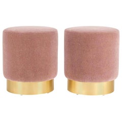 Pair of Custom Pink Pouf Ottomans