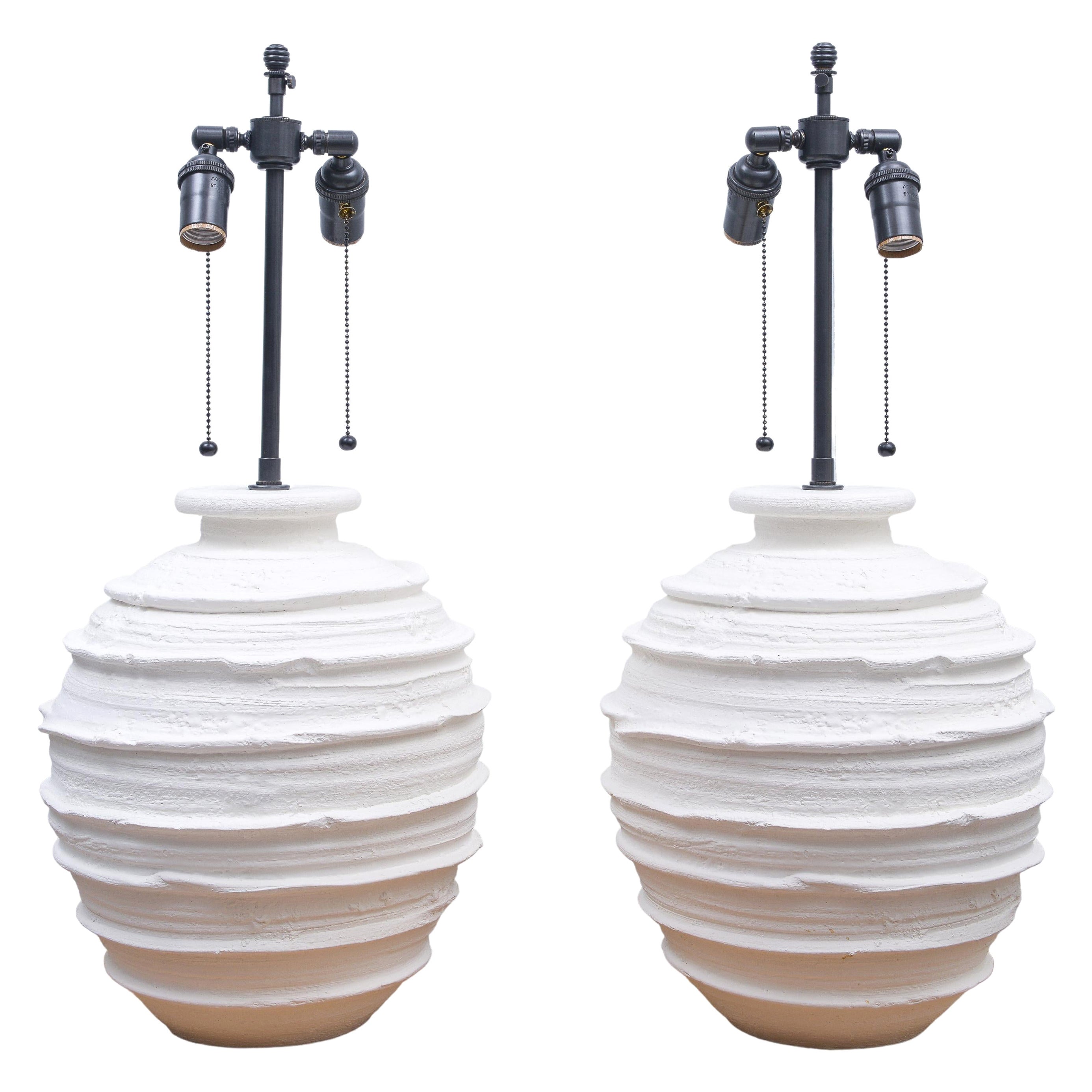 Pair of Custom Plaster Abby Table Lamps