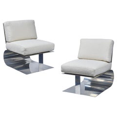 Paire de chaises longues en aluminium poli sur mesure