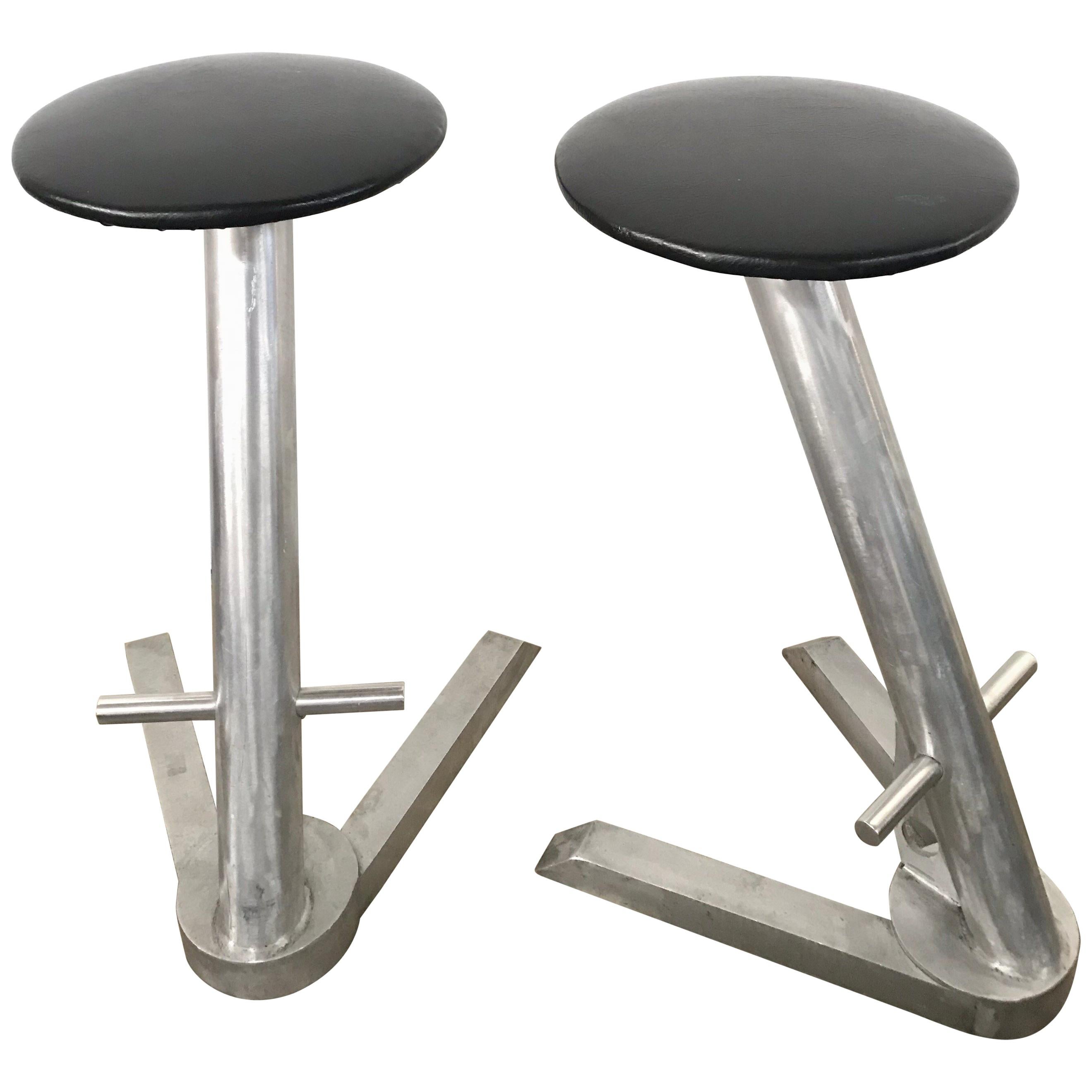 Pair of Custom Postmodern Unicorn Barstools, 1990s
