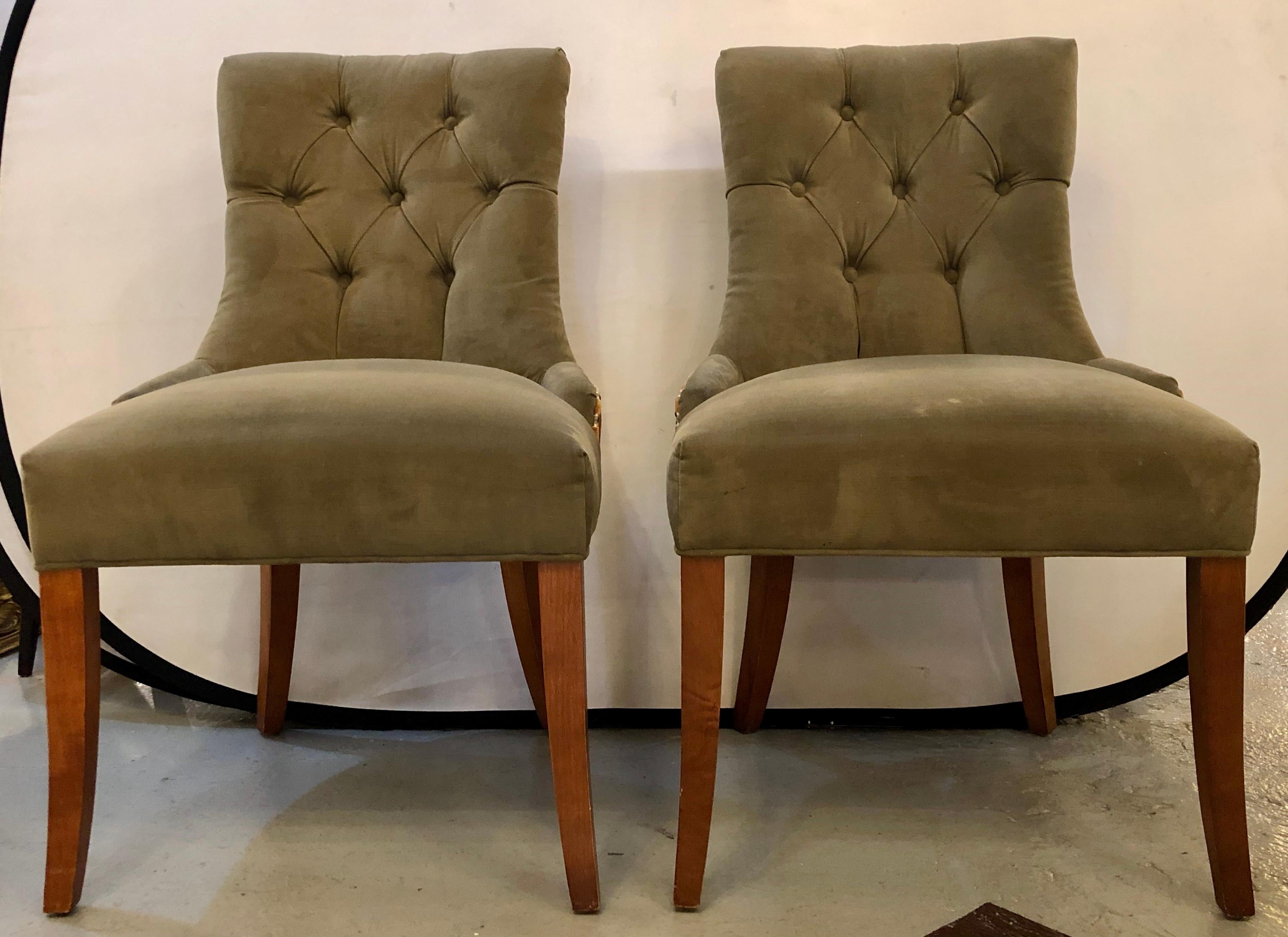 20th Century Pair of Custom Quality Finely Upholstered Side / Desk Chairs