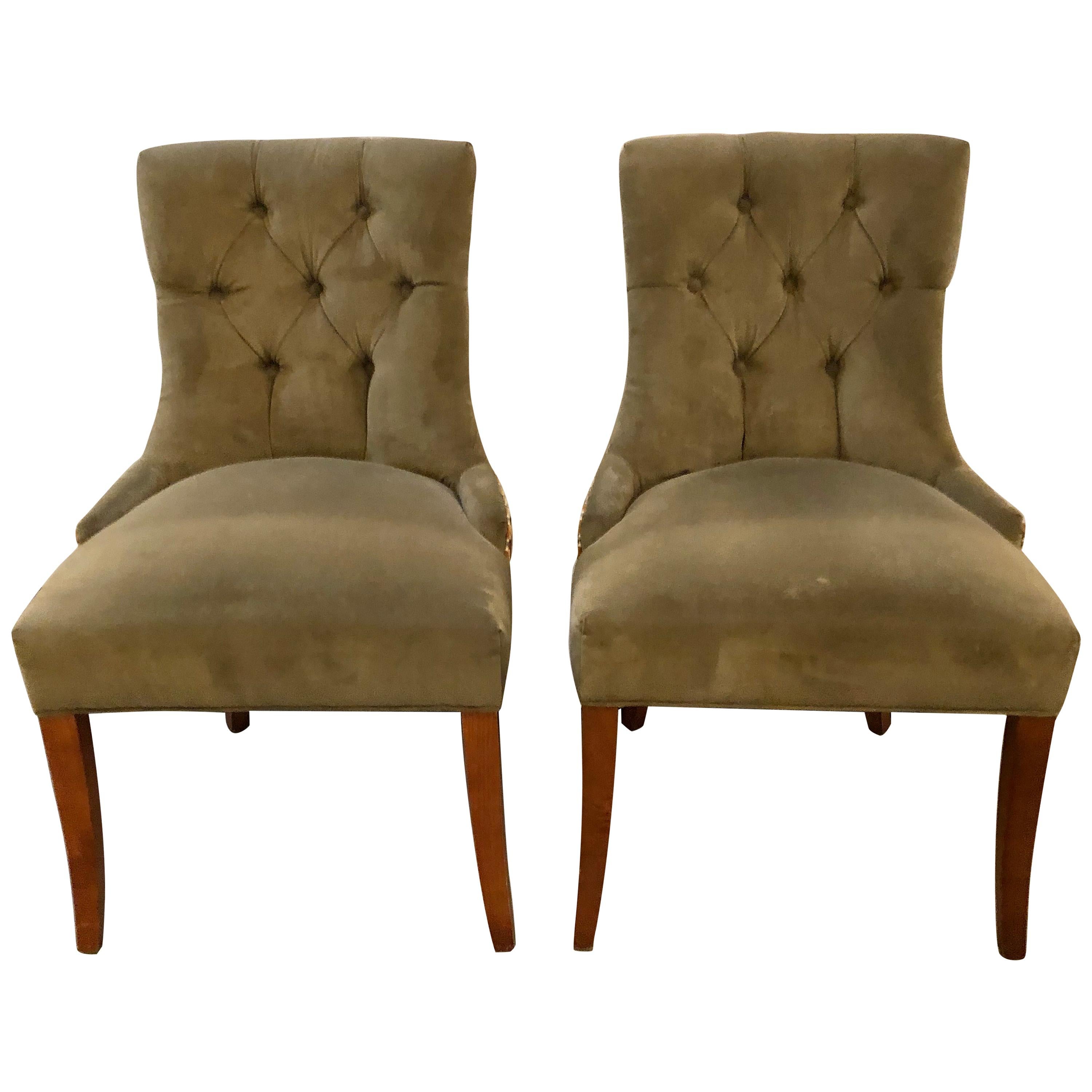 Pair of Custom Quality Finely Upholstered Side / Desk Chairs