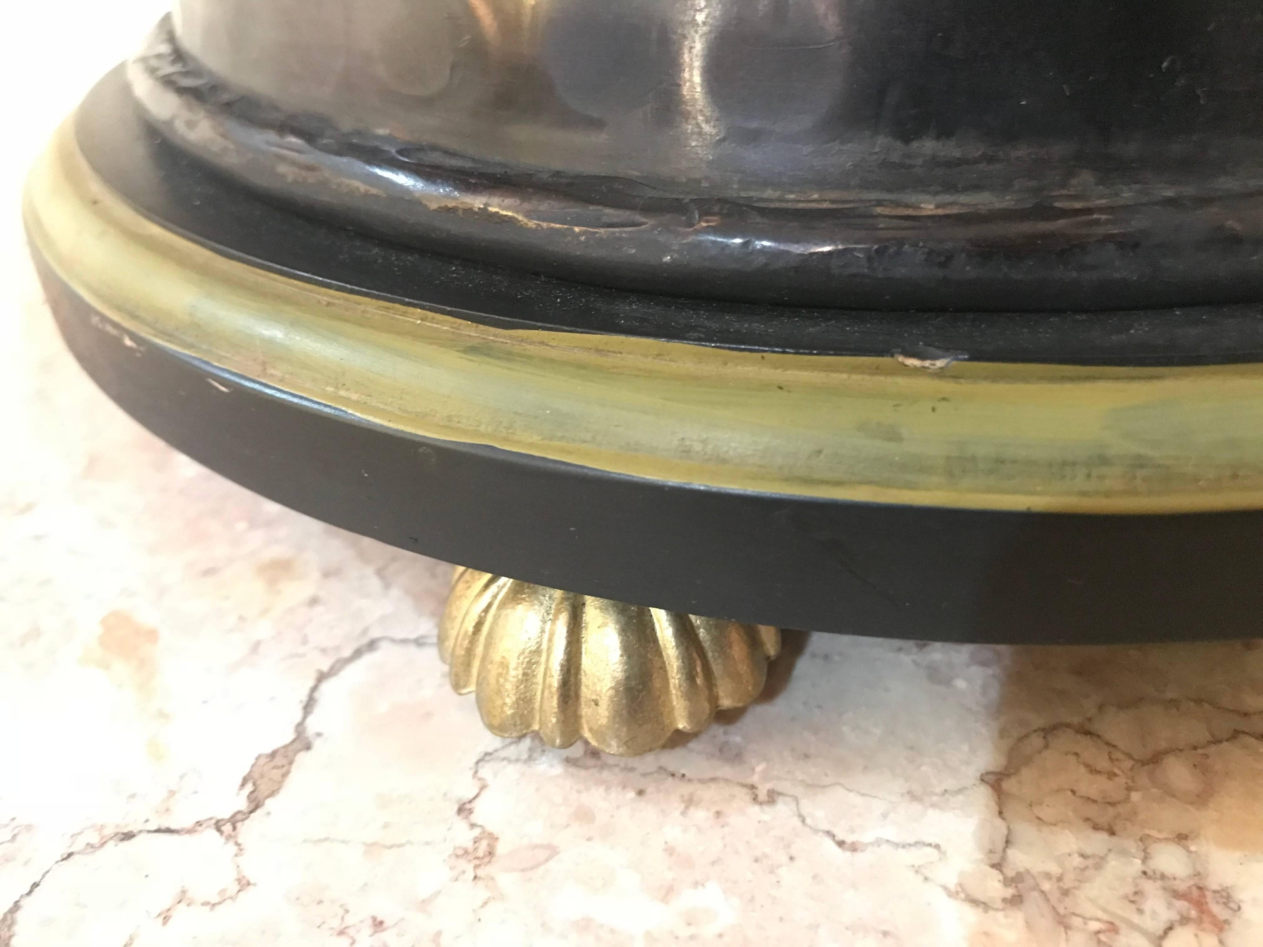 Pair of Custom Quality Vintage Brass and Metal Floral Design Urn Table Lamps 4