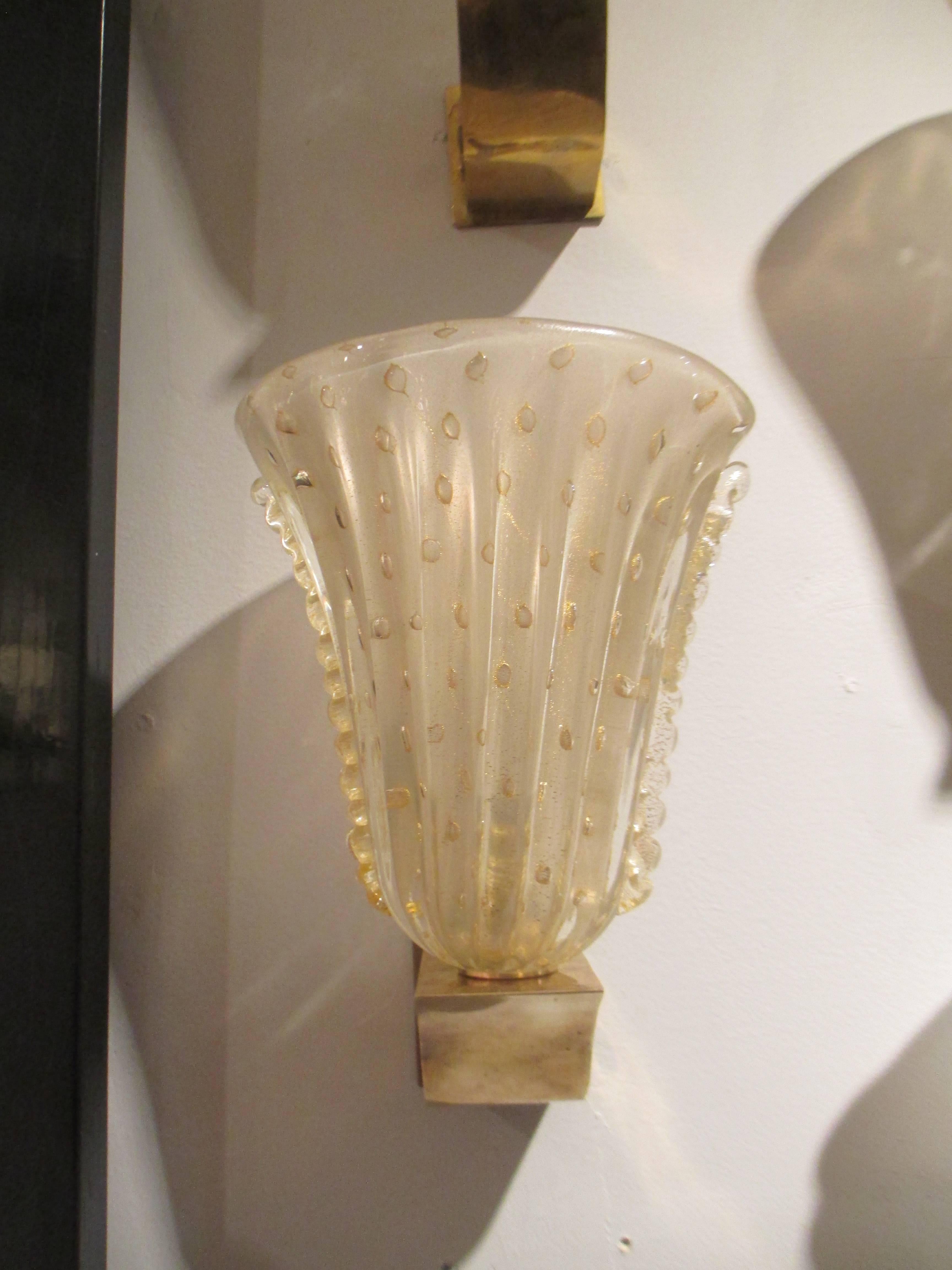 Italian Pair of Custom Rugiodoso Murano Glass Sconces For Sale