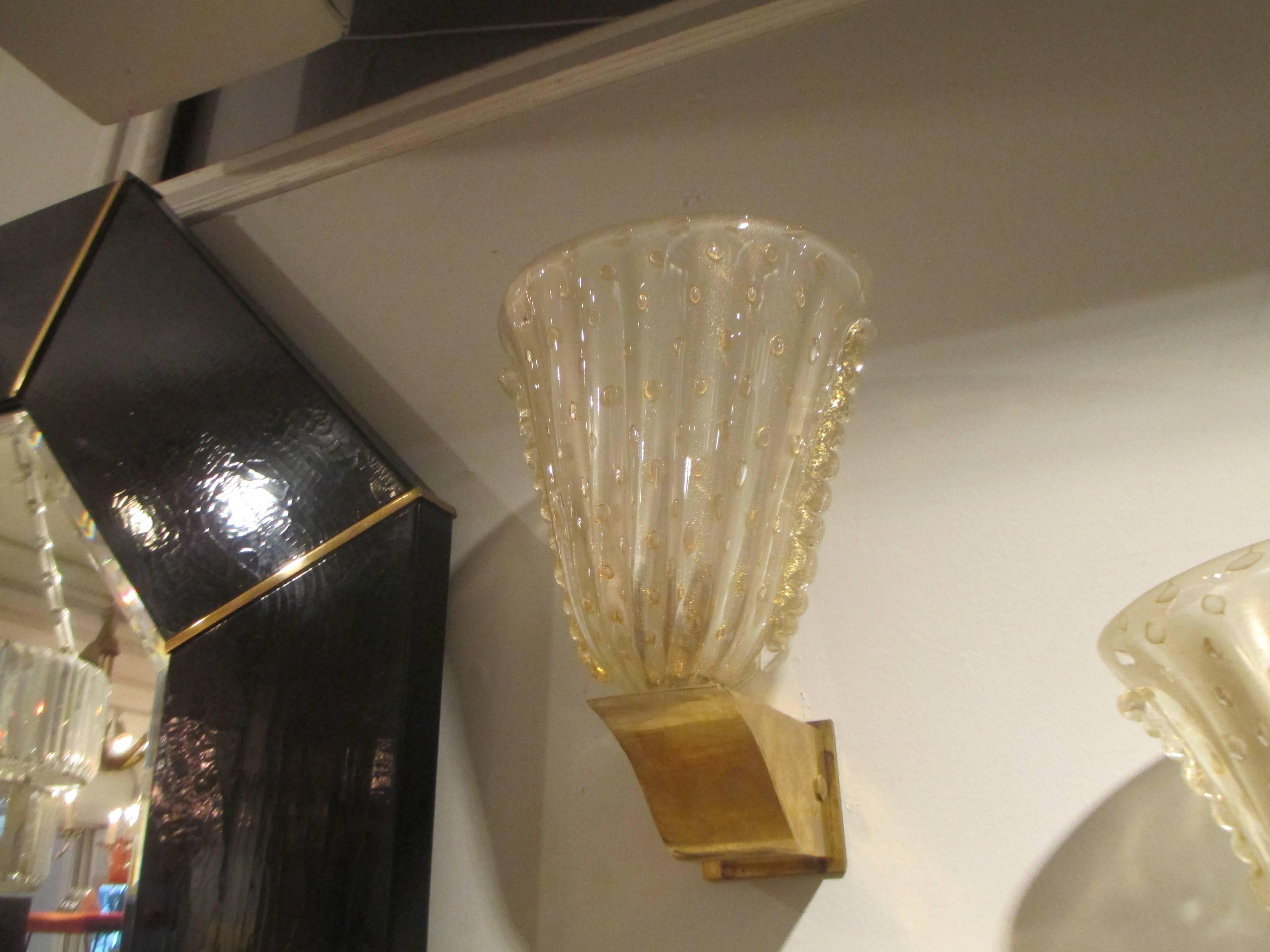Pair of Custom Rugiodoso Murano Glass Sconces For Sale 1
