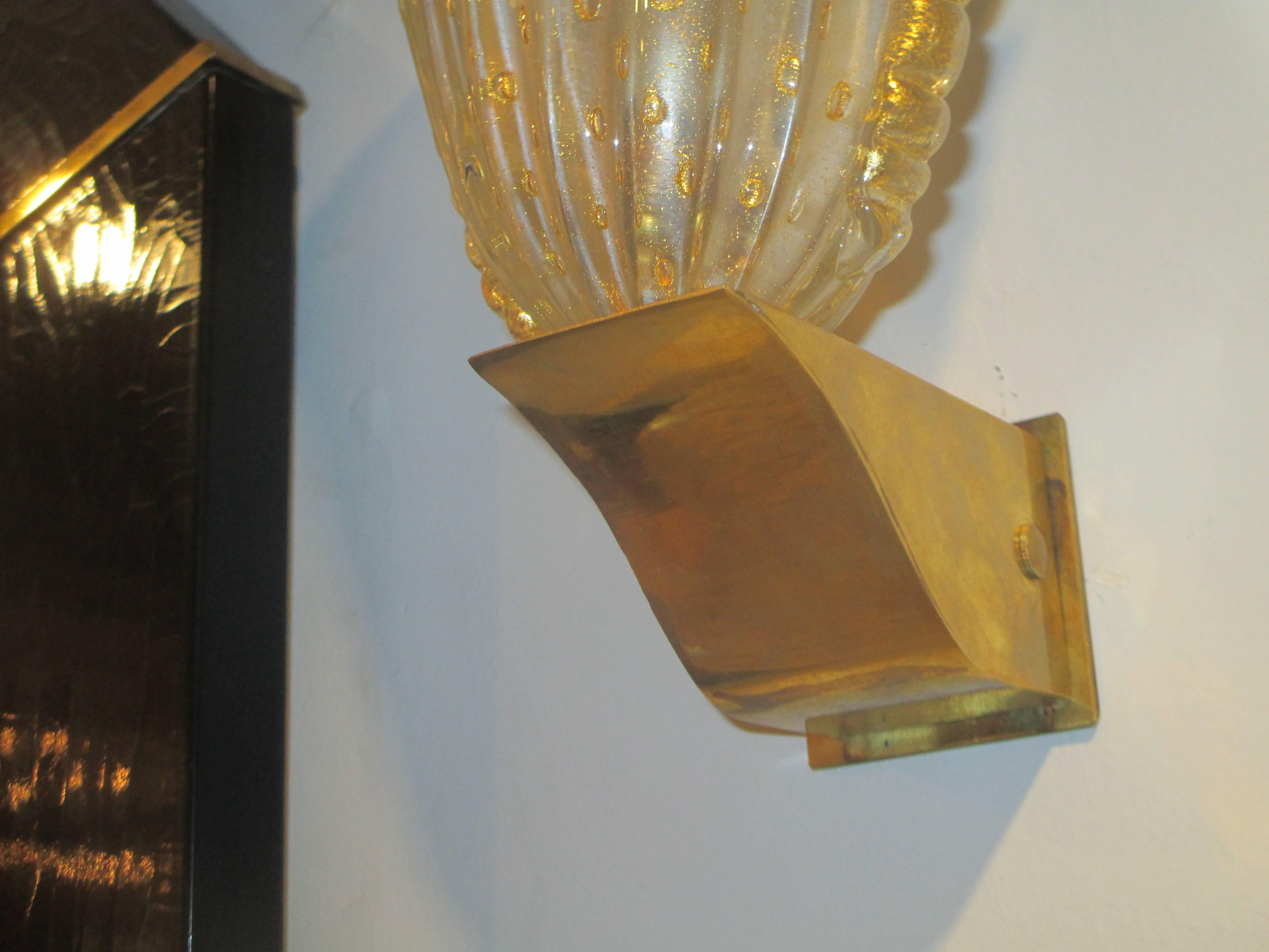 Pair of Custom Rugiodoso Murano Glass Sconces For Sale 2