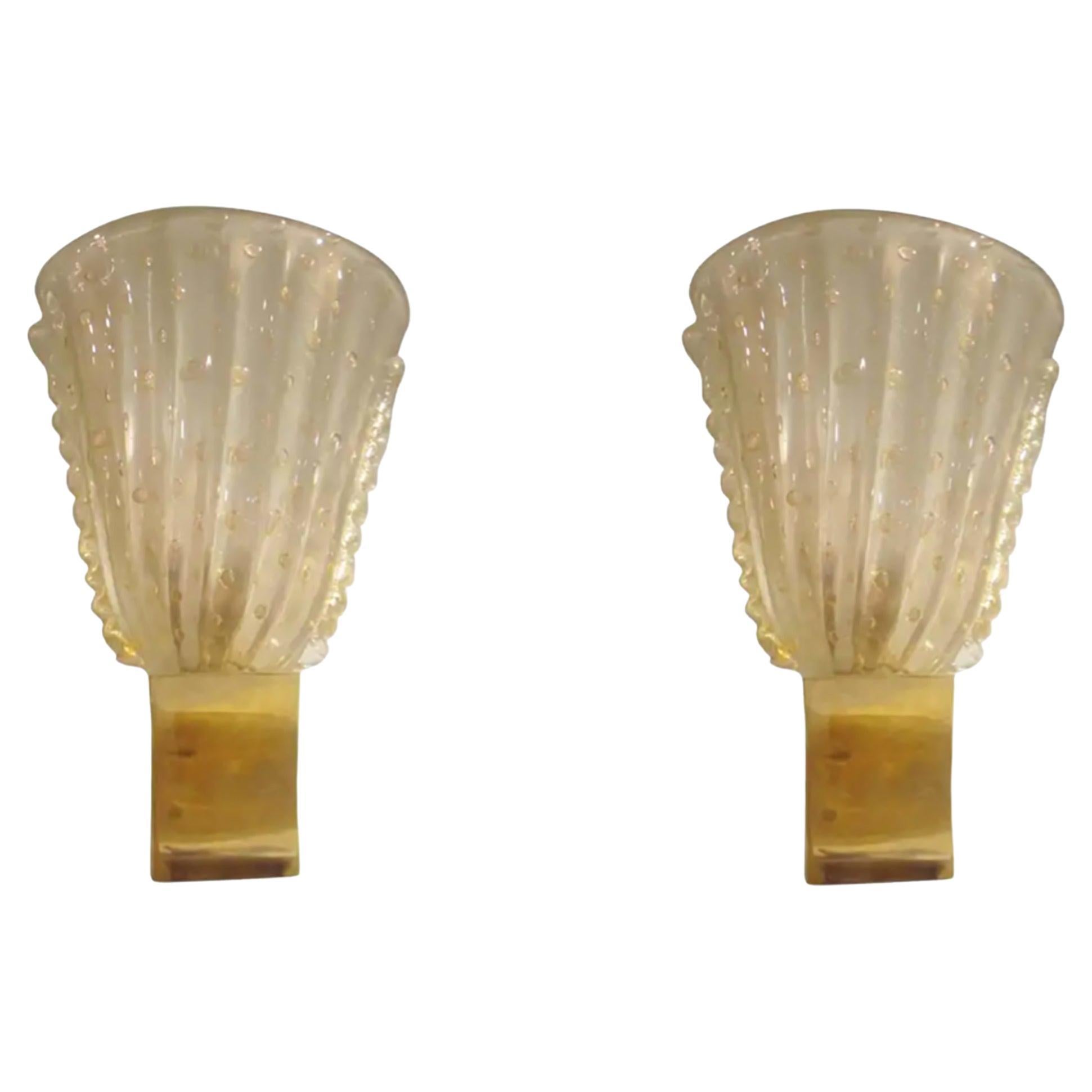 Pair of Custom Rugiodoso Murano Glass Sconces