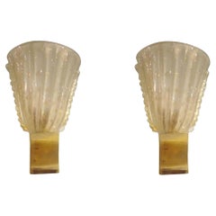 Pair of Custom Rugiodoso Murano Glass Sconces