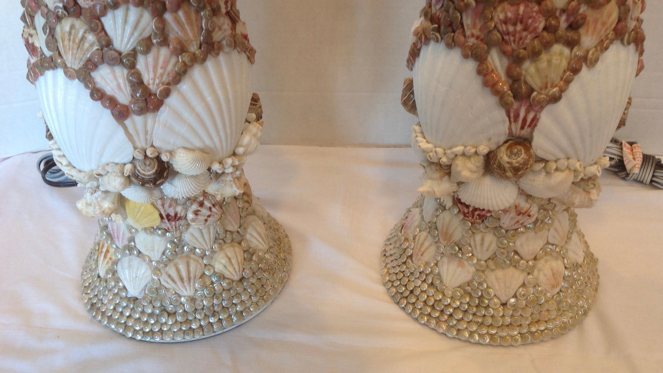 Pair of Custom Shell Art Lamps 6