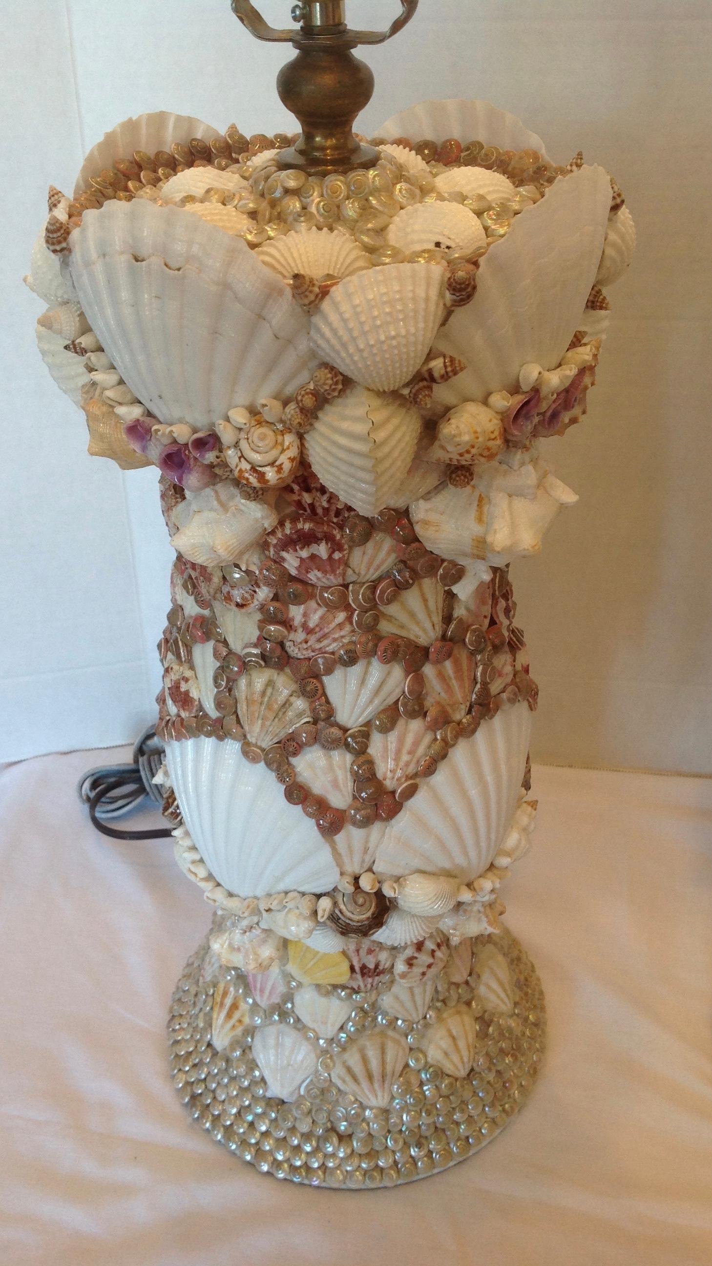 20th Century Pair of Custom Shell Art Lamps